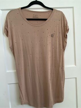 Jed North Beige Short Sleeve Tee with Micro-Dot Detail